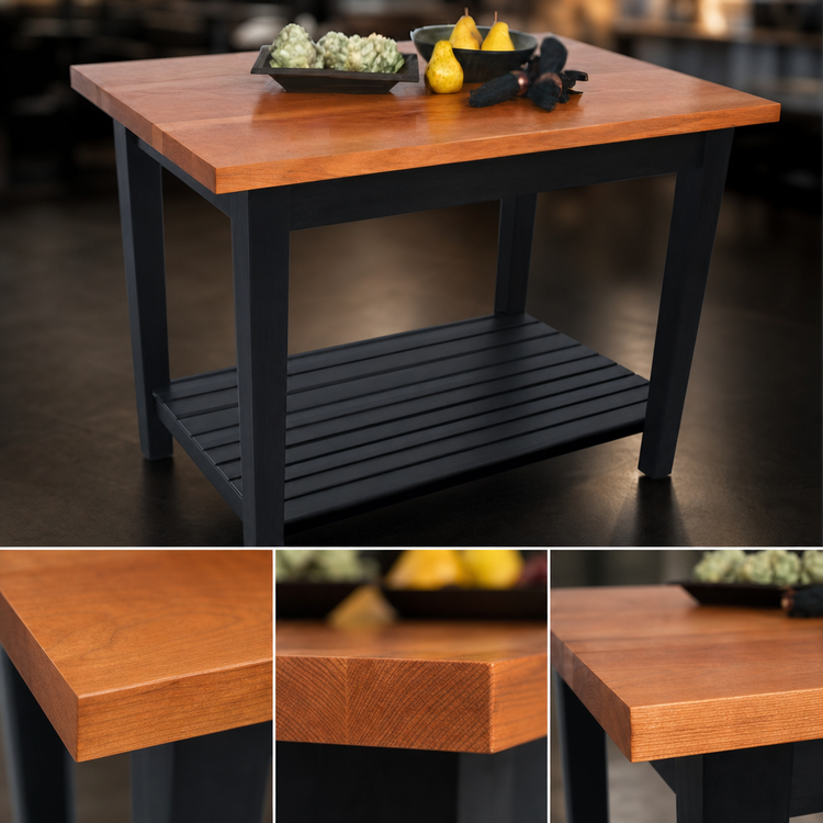 Product image #3 for John Boos Rouge et Noir Le Classique 60-Inch x 25-Inch x 35-Inch American Cherry Island Work Table with Undershelf