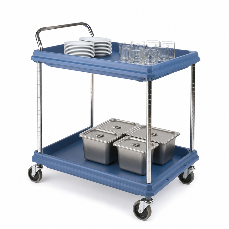 Product image #3 for Metro Deep Ledge 2-Tier Polymer Bus Utility Cart with Open Base