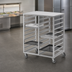 Thumbnail image #3 for Channel Manufacturing Double Section Side-Load Aluminum Cafeteria Tray Delivery Rack on 5-Inch Swivel Casters, 41 x 30 x 36 Inches