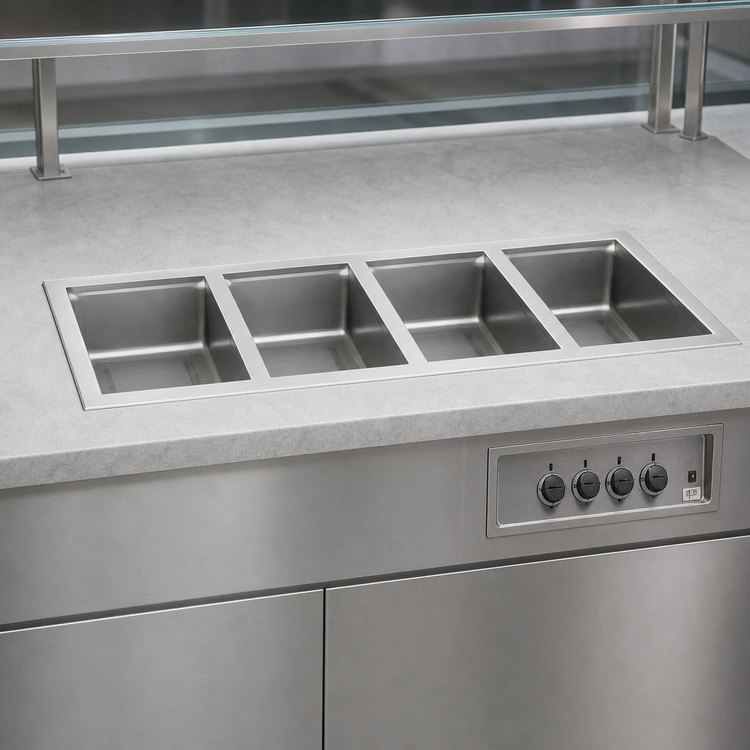 Product image #3 for Wells MOD-400TDAF Built-In Electric Auto-Fill Hot Well with 4 Full-Size Pan Openings