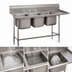 Thumbnail image #3 for Advance Tabco Regaline Freestanding 3-Compartment Sink with Right-Hand Drainboard, 24 x 24 Inch Compartments, 14 Gauge 304 Stainless Steel