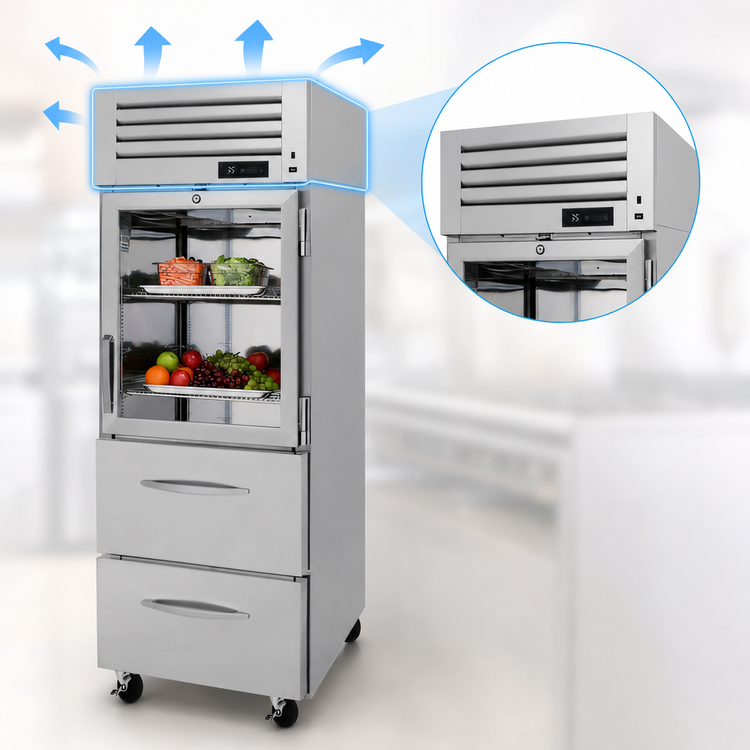 Product image #3 for Turbo Air PRO Series One-Section Reach-In Refrigerator with Glass Half Door and 2 Drawers