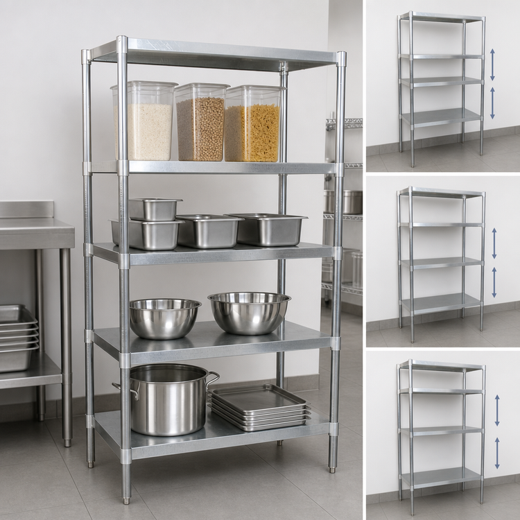 Product image #3 for BK Resources Stainless Steel Dry Storage Shelving Unit with 4 Adjustable Shelves, 31 x 24 x 72 Inches