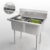 Thumbnail image #3 for Omcan 2-Compartment Pot Sink with 21 x 18 x 14-Inch Bowls, 304 Stainless Steel, No Drainboard