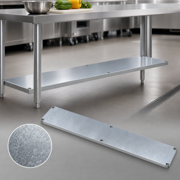 Product image #3 for Sapphire Manufacturing 18-Gauge Galvanized Steel Undershelf for Commercial Work Tables, 91 in. x 13-1/8 in.