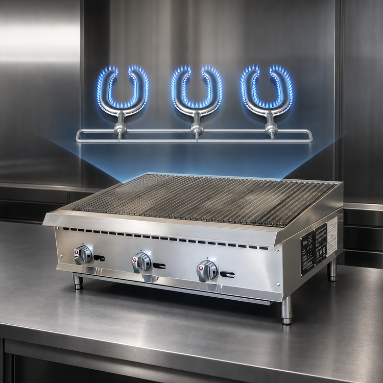 Product image #3 for IKON Cooking 36-Inch Natural Gas Radiant Charbroiler with 3 U-Shape Burners