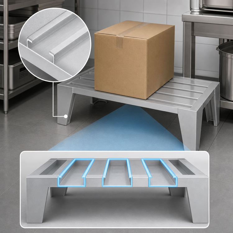 Product image #3 for Channel Manufacturing Lifetime Series E-Channel Aluminum Dunnage Rack, 48 x 20 x 12 Inches, 3,500 lb. Capacity