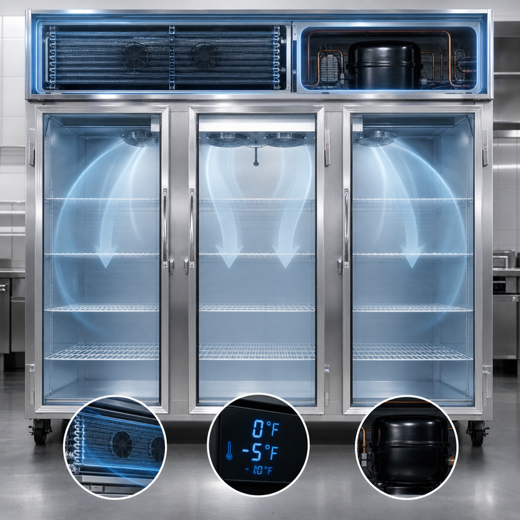 Product image #3 for Continental Refrigerator 3FENSSGD Three-Section Extra-Wide Reach-In Glass Door Display Freezer