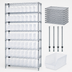 Thumbnail image #3 for Quantum 36 Inch x 18 Inch x 74 Inch Bin Wire Shelving System with 9 Shelves and 64 Clear Bins