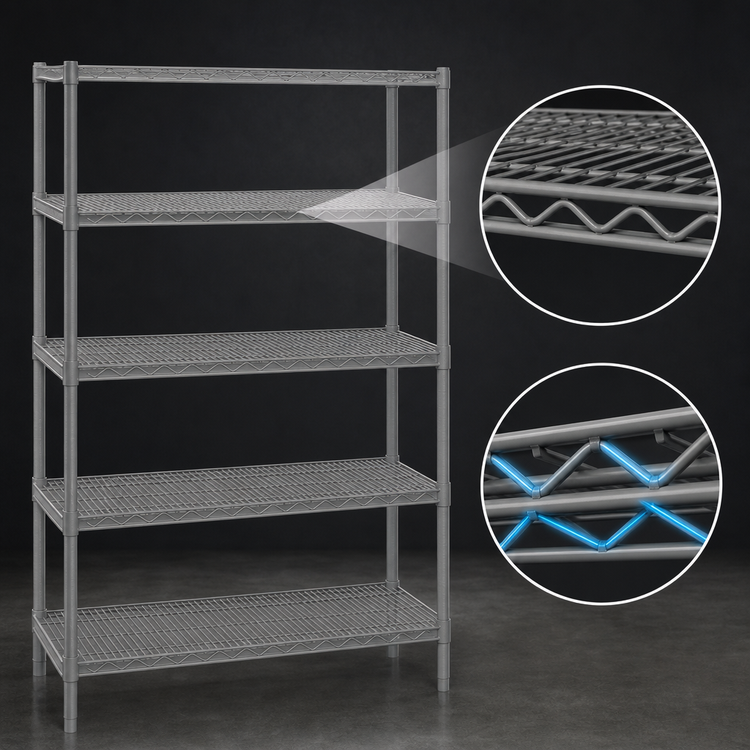 Product image #3 for Eagle Valu-Master Stationary 5-Tier Starter Wire Shelving Unit, 60 Inch W x 21 Inch D x 74 Inch H, Pewter Gray Epoxy