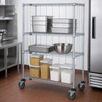 Thumbnail image #3 for Quantum M1848C46RE Mobile Wire Shelving Enclosure Cart, 4 Shelves, Chrome, 48 x 18 x 69 Inches