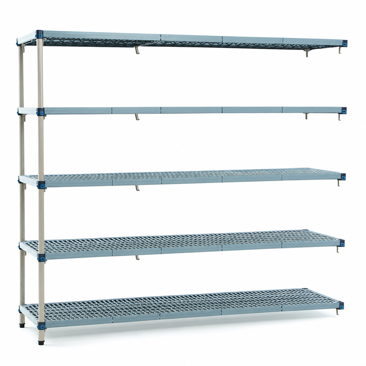 Product image #3 for MetroMax Q 5-Shelf Add-On Open-Grid Polymer Shelving Unit, 60-Inch W x 24-Inch D x 74-Inch H