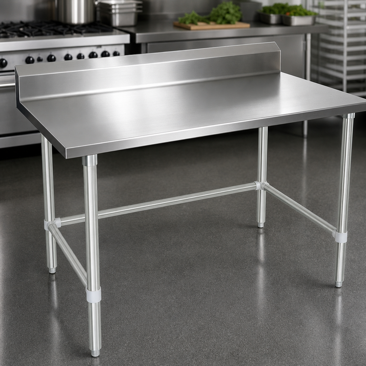 Product image #3 for John Boos Stallion 60-Inch x 24-Inch Stainless Steel Work Table with 5-Inch Backsplash and Galvanized Base