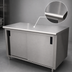 Thumbnail image #3 for Advance Tabco 108-Inch x 24-Inch 14-Gauge 304 Stainless Steel Enclosed Work Table with Cabinet Base, Mid-Shelf, and Sliding Doors