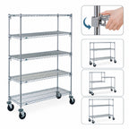 Thumbnail image #3 for Metro Super Erecta 5A436BC 5-Shelf Wire Stem Caster Cart, 36 x 21 x 67-7/8 Inches, Chrome, 600 lb Capacity