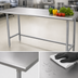 Thumbnail image #3 for Advance Tabco 120-Inch x 24-Inch 16 Gauge 304 Stainless Steel Flat Top Work Table with Galvanized Open Base