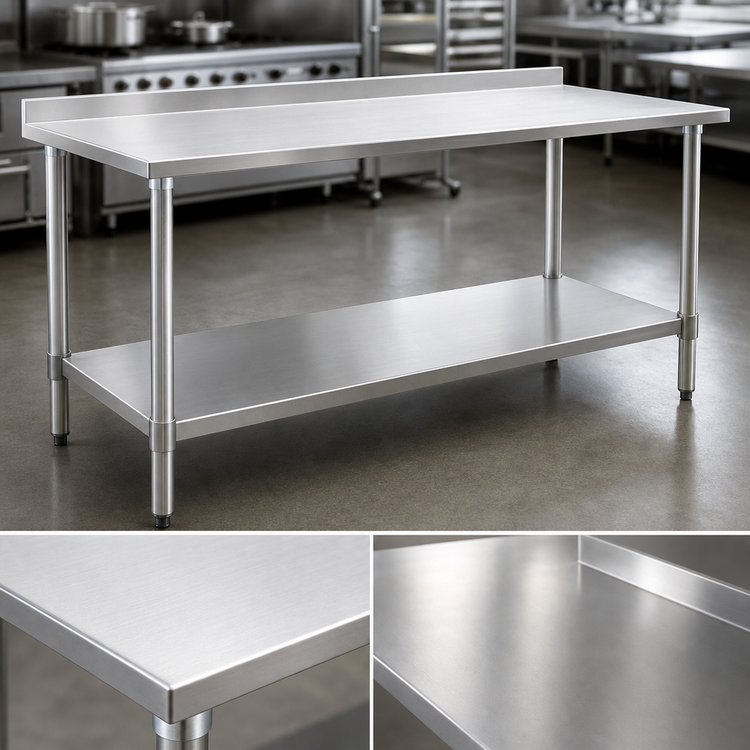 Product image #3 for Eagle Deluxe Series 108-Inch W x 36-Inch D Stainless Steel Work Table with Rear Upturn and Adjustable Undershelf