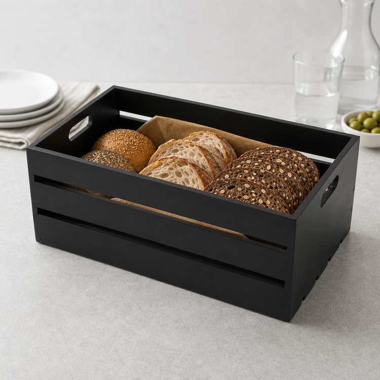 Product image #3 for American Metalcraft Full-Size Rectangular Wooden Serving Crate, Black