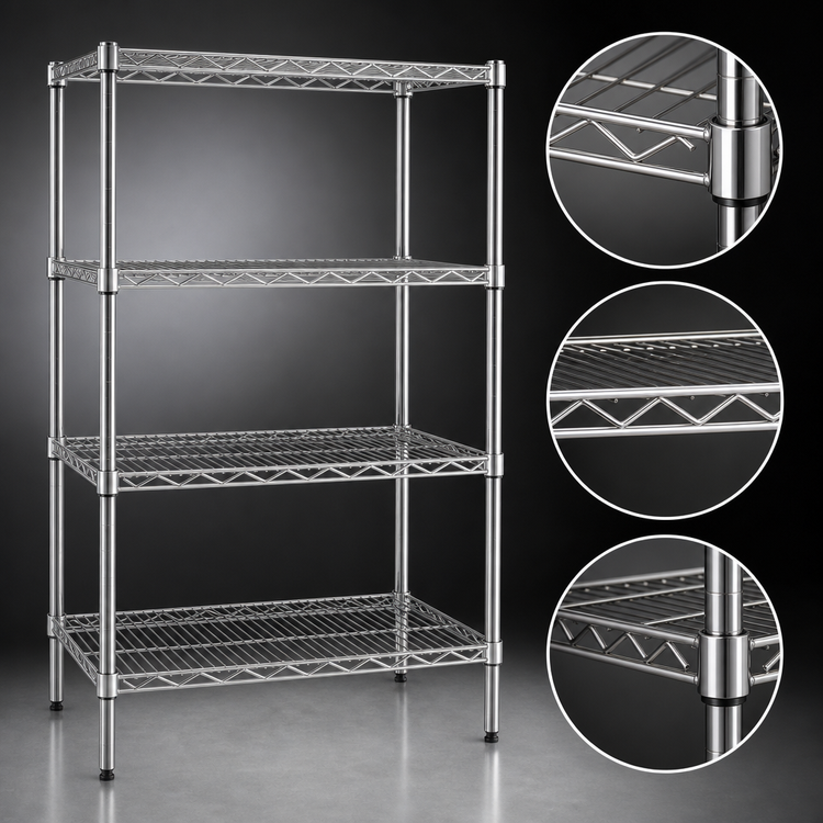 Product image #3 for Eagle Group 4-Tier Stationary Starter Wire Shelving Unit, 24W x 18D x 63H, Stainless Steel Finish