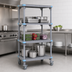 Thumbnail image #3 for Quantum Millenia Mobile Polymer Shelving Starter Unit with 4 Open Grid Shelves, 24W x 21D x 74H, Gray