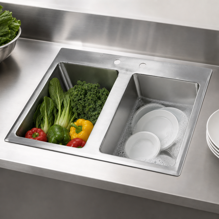 Product image #3 for John Boos Pro-Bowl 2-Compartment Drop-In Stainless Steel Sink, 33 x 22 x 12 Inches