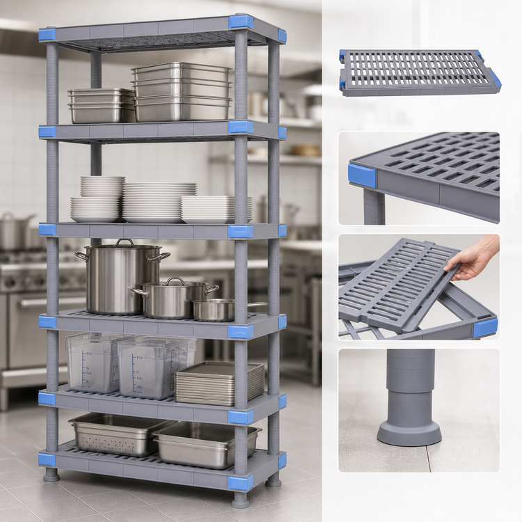 Product image #3 for Millenia Gray 5-Shelf Stationary Polymer Starter Shelving Unit, 36"W x 24"D x 86"H