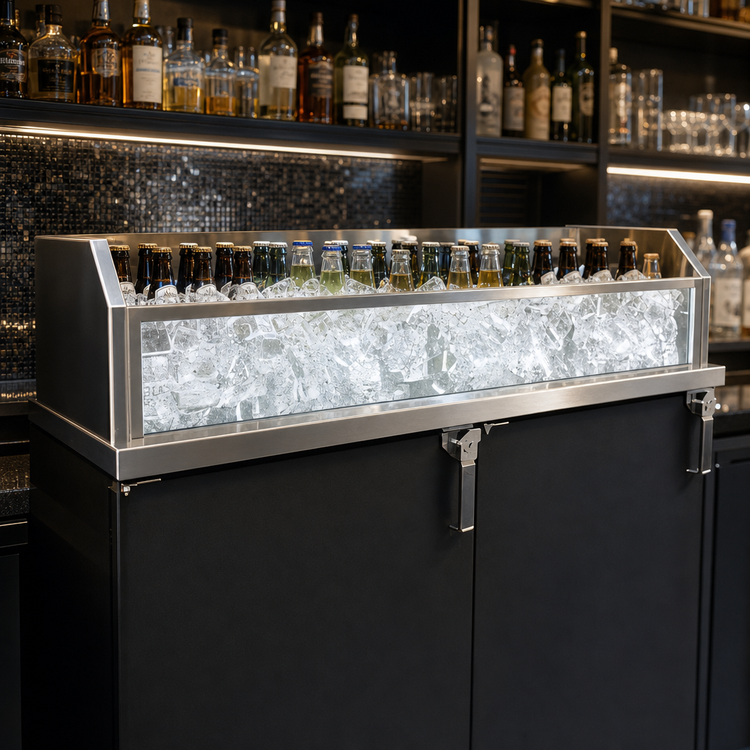Product image #3 for Glastender 84 Inch W x 24 Inch D Back Bar Glass Ice Display Unit