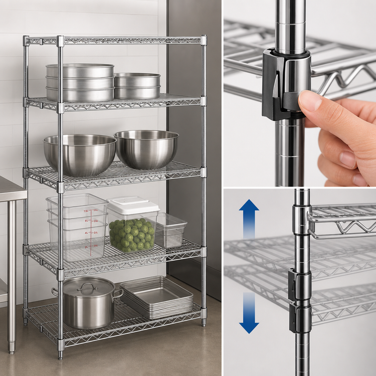 Product image #3 for Metro Super Adjustable Super Erecta 4-Shelf Add-On Wire Shelving Unit, 30W x 24D x 63H, Chrome Plated
