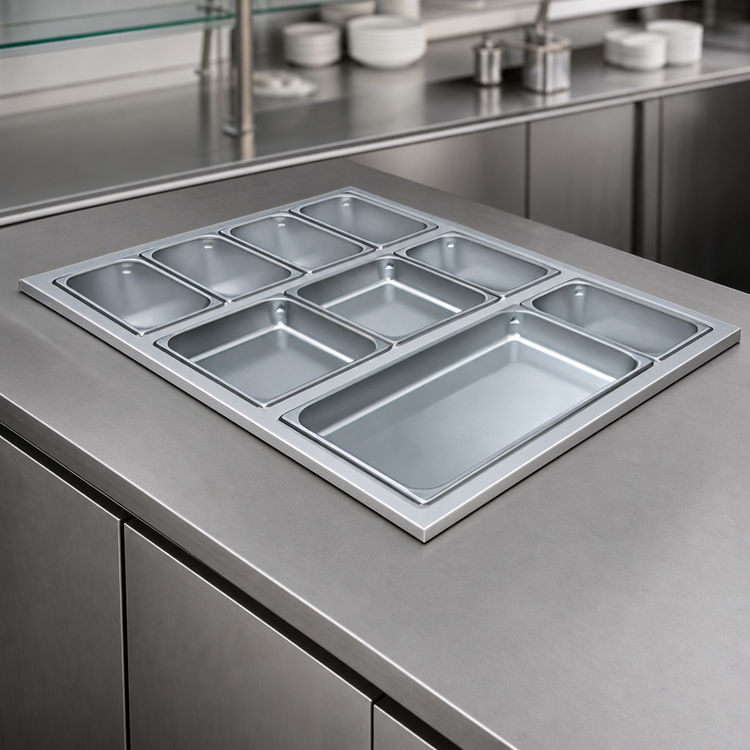 Product image #3 for Hatco HWBI43-2M Drop-In Modular/Ganged Heated Well with Manifold Drain, 2 x 4/3-Size Pan Capacity