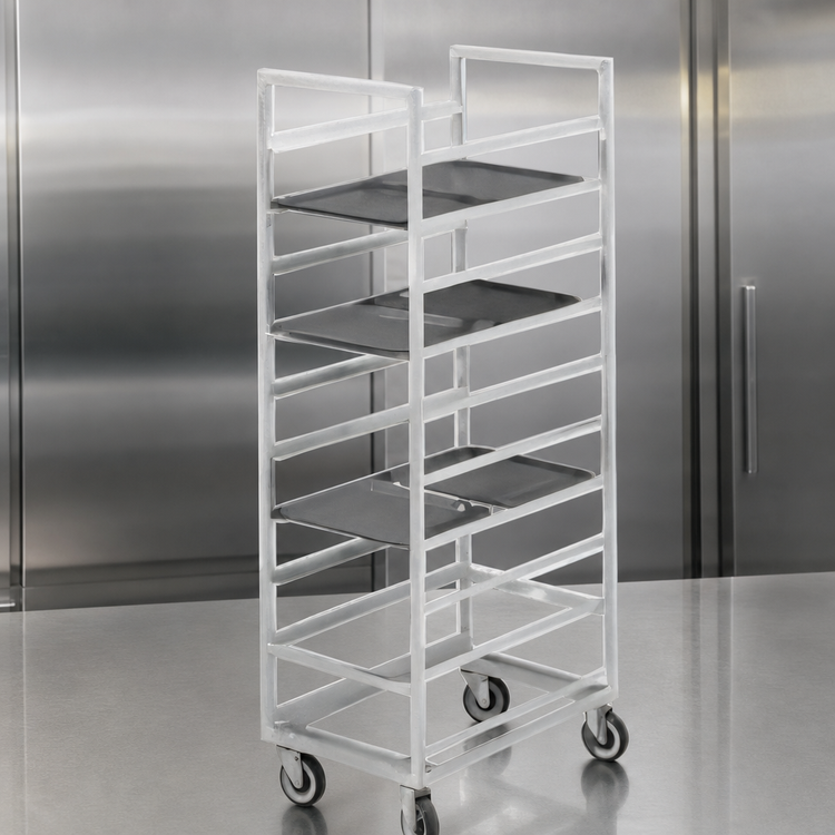 Product image #3 for Channel Manufacturing Standard Series Single-Section Aluminum Cafeteria Tray Rack, End Load, 36 Inch High, 15 x 20 Tray Capacity