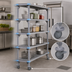 Thumbnail image #3 for Quantum Millenia Mobile Polymer Shelving Starter Unit with 5 Open Grid Shelves, 30W x 24D x 74H, Gray Finish