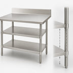 Thumbnail image #3 for Eagle Group 24120SADJUS-18/3 Adjustable Stainless Steel Work Table Undershelf, 18 Gauge, 304 Series, 120 x 24 Inches