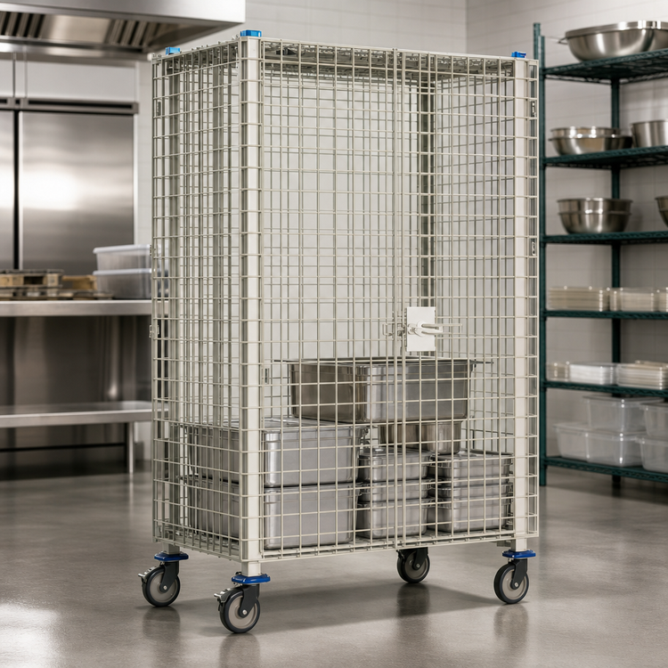 Product image #3 for MetroMax Q Mobile Wire Security Unit on Dolly, No Intermediate Shelves, 51-1/8" W x 28-1/16" D x 68-1/2" H