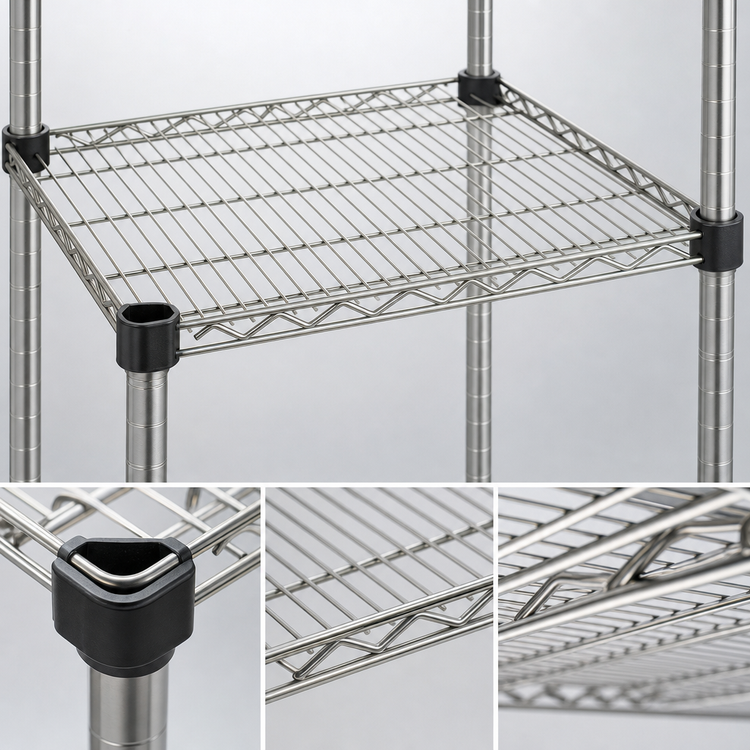 Product image #3 for QuadTruss Quad-Adjust® Reverse Mat Wire Shelf with Built-In Ledges, 24 x 24 Inches, Stainless Steel Finish