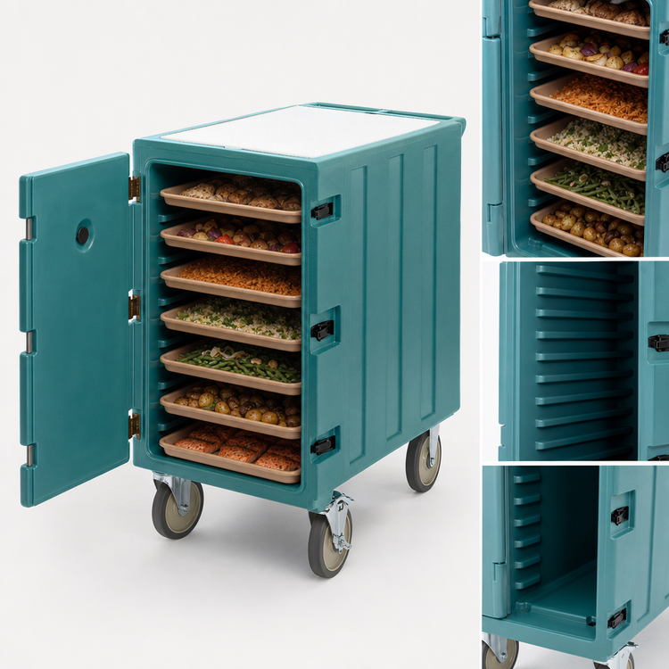 Product image #4 for Cambro Camcart Insulated Tray and Sheet Pan Transport Cart with Removable Cutting Board, 7-Tray Capacity, Slate Blue