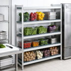 Thumbnail image #3 for Fermod Fermostock 4R31C83 4-Tier Starter Polymer Shelving Unit, 83 In H x 31 In W x 22 In D, Gray, Perforated