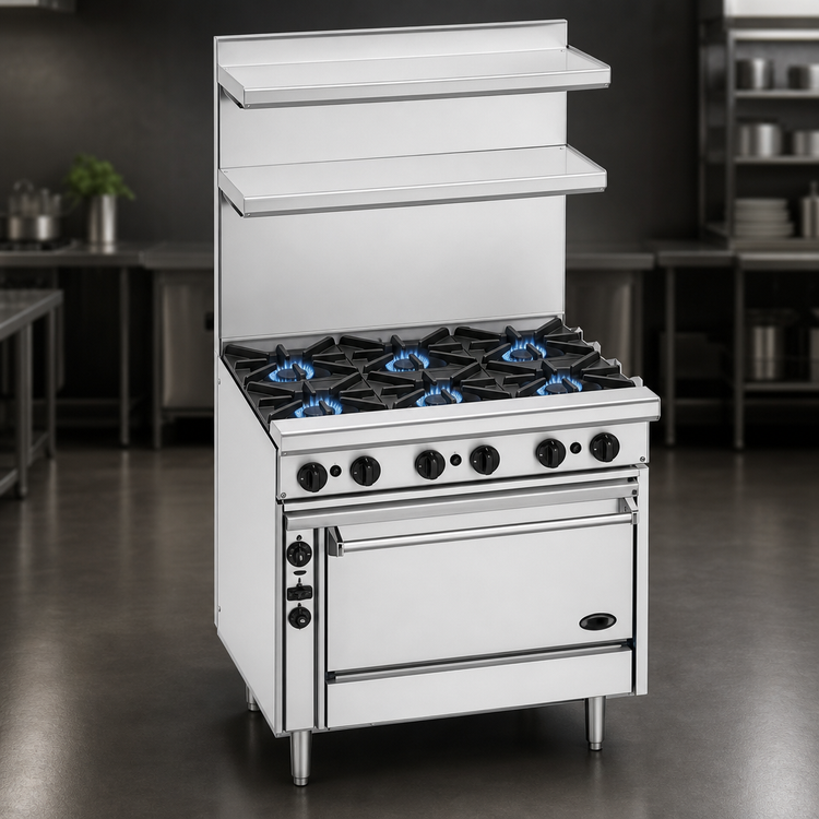 Product image #3 for Jade Bistro 36-Inch Heavy-Duty Gas Restaurant Range with 6 Open Burners and Cabinet Base