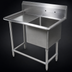 Thumbnail image #3 for John Boos Pro-Bowl 1-Compartment Stainless Steel Sink with Left Drainboard and Boxed Backsplash