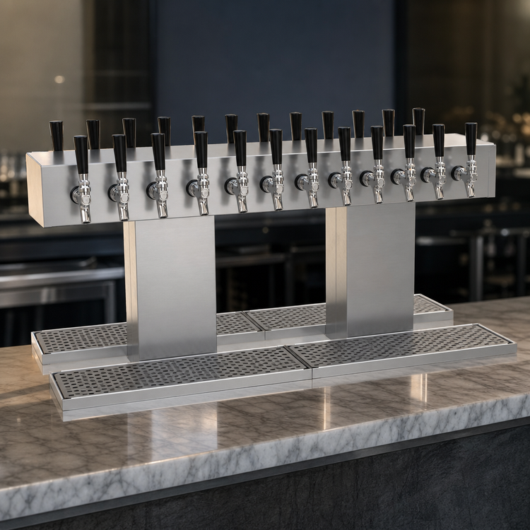 Product image #3 for Glastender Double-Sided Glycol-Cooled Draft Dispensing Tower, 24 Faucets, 2 Columns, Countertop, Grainline Finish