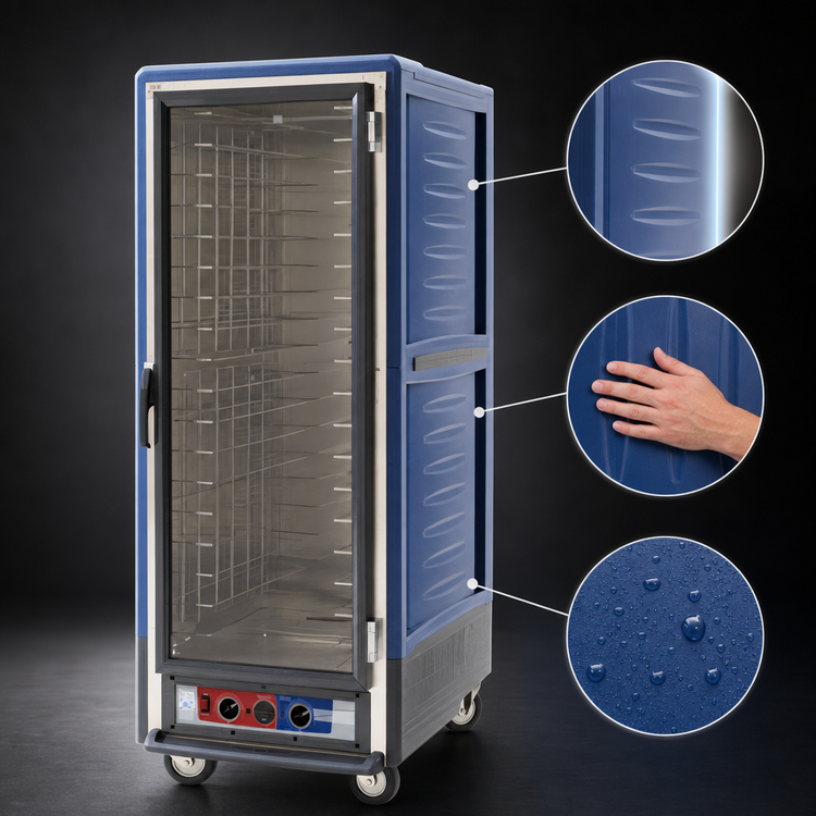 Product image #3 for Metro C5 3 Series Full-Height Mobile Heated Holding and Proofing Cabinet with Clear Polycarbonate Door, Blue, Lower Watt, 35 Pan Capacity