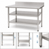 Thumbnail image #3 for Eagle Group Adjustable 18-Gauge 430 Stainless Steel Work Table Undershelf, 36 x 30 Inches