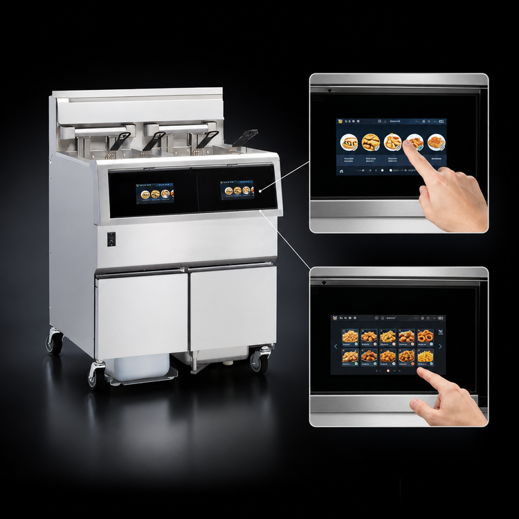 Product image #3 for Henny Penny F5 Electric Open Fryer with Built-In Filtration, 2-Well, 30 lb. Per Vat Floor Model