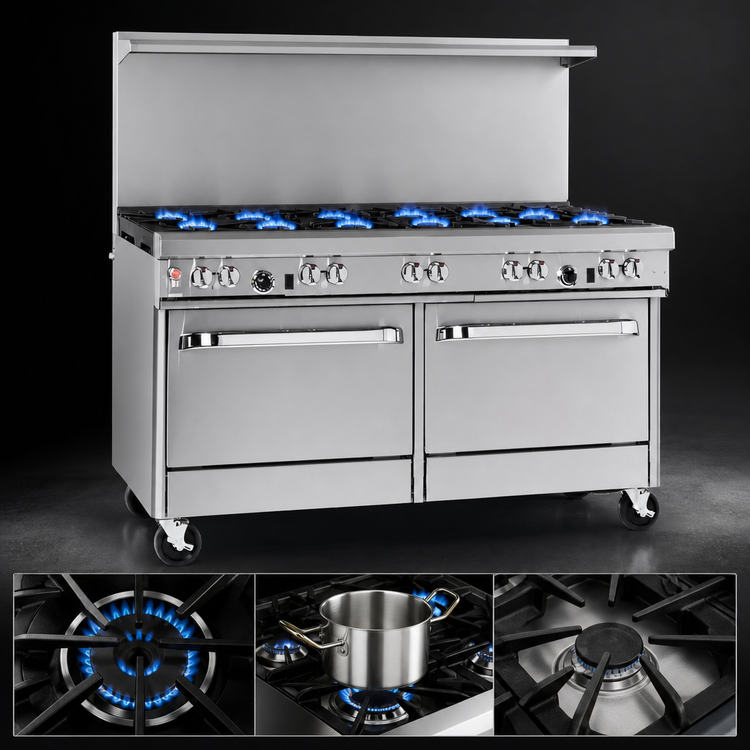Product image #3 for Southbend Ultimate 60-Inch Gas Restaurant Range with 10 Open Burners, Convection Oven, and Cabinet Base