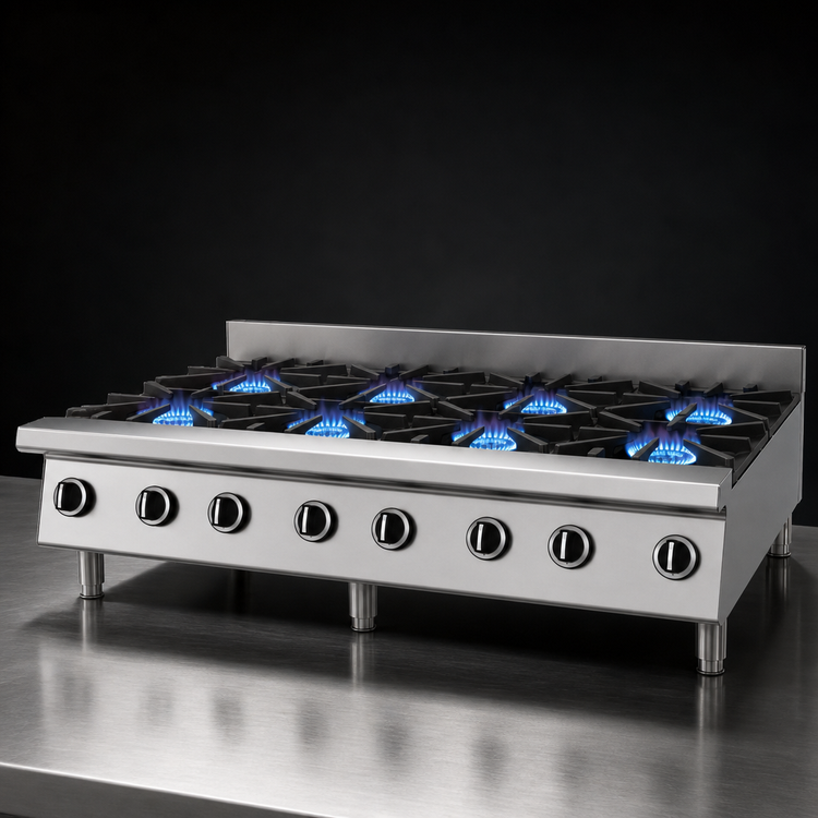 Product image #3 for Garland Starfire 48-Inch Heavy-Duty Gas Countertop Hotplate with 8 Open Burners