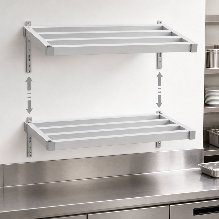 Product image #4 for New Age Heavy Duty Adjustable Wall-Mounted Aluminum Shelf, 18 x 36 Inches, 1100 lb Capacity