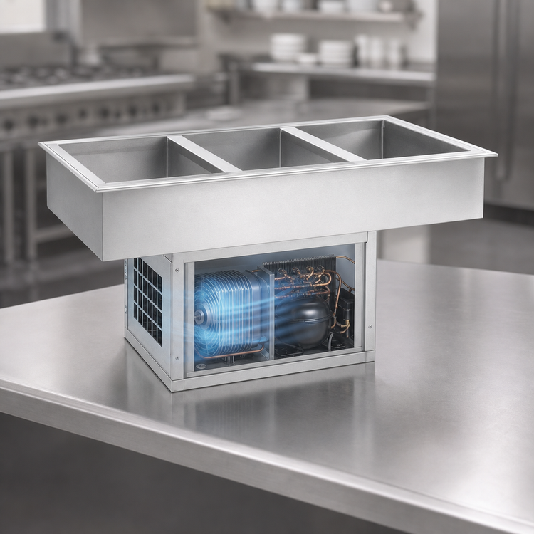 Product image #3 for Atlas Metal WCM-3 3-Pan Self-Contained Refrigerated Cold Food Drop-In Unit
