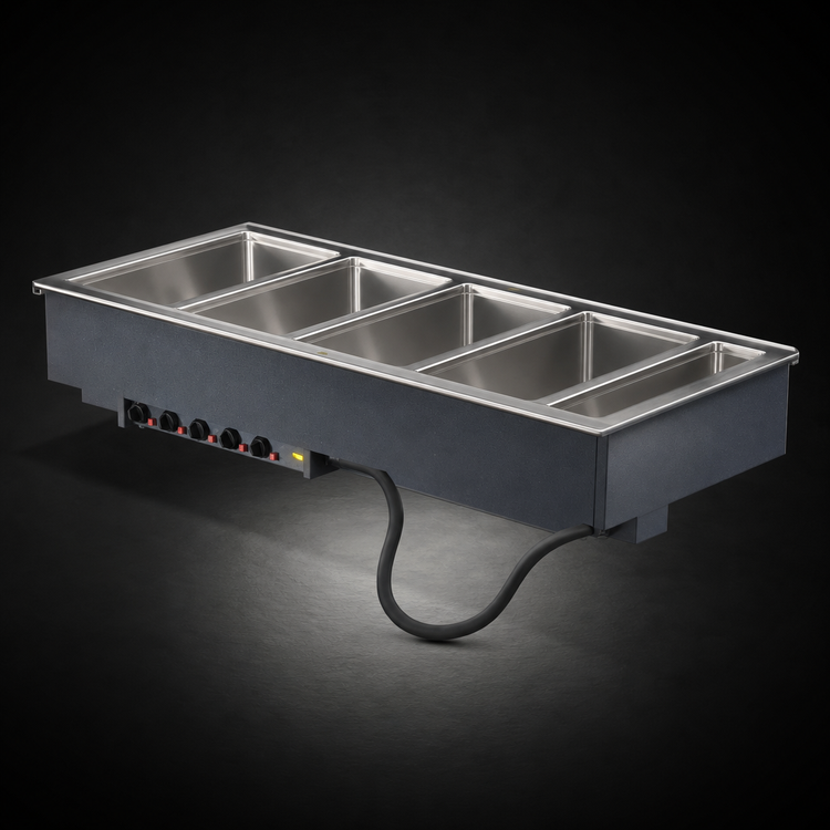 Product image #3 for Vollrath 5-Well Drop-In Electric Hot Food Well Unit, Wet Operation, Thermostatic Controls, 12 x 20 Pan Capacity, 208V