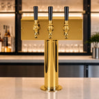 Thumbnail image #3 for Micro Matic USA D7743PVD T-Style Countertop Air-Cooled Draft Beer Tower, 3 Brass Faucets, PVD Brass Finish