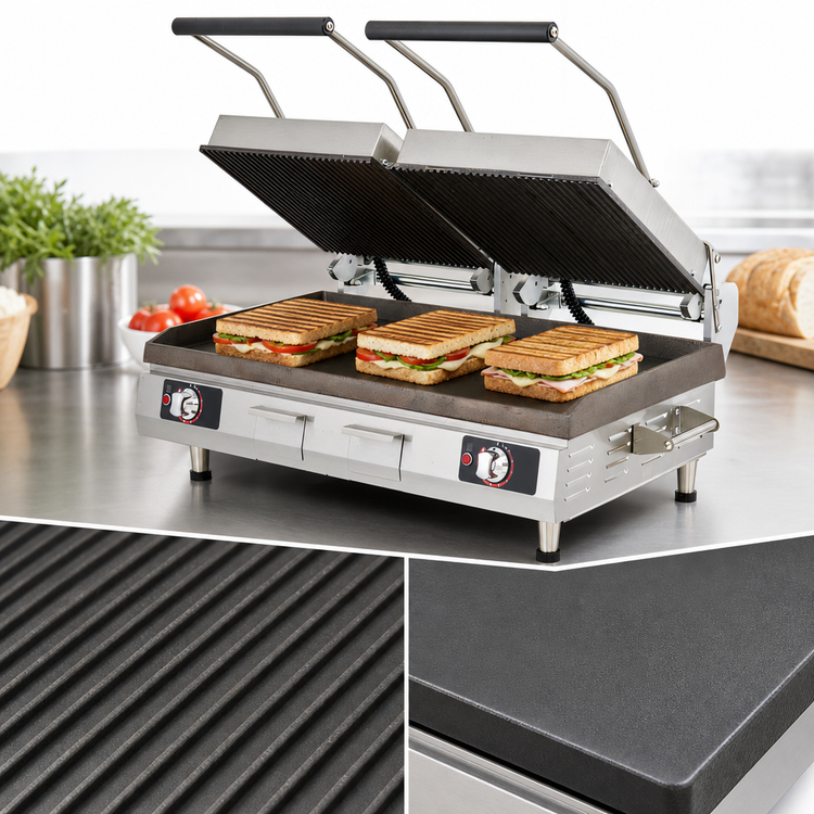 Product image #3 for Star Pro-Max 2.0 28-Inch Countertop Commercial Panini Press with Grooved Top and Smooth Bottom Cast Iron Plates