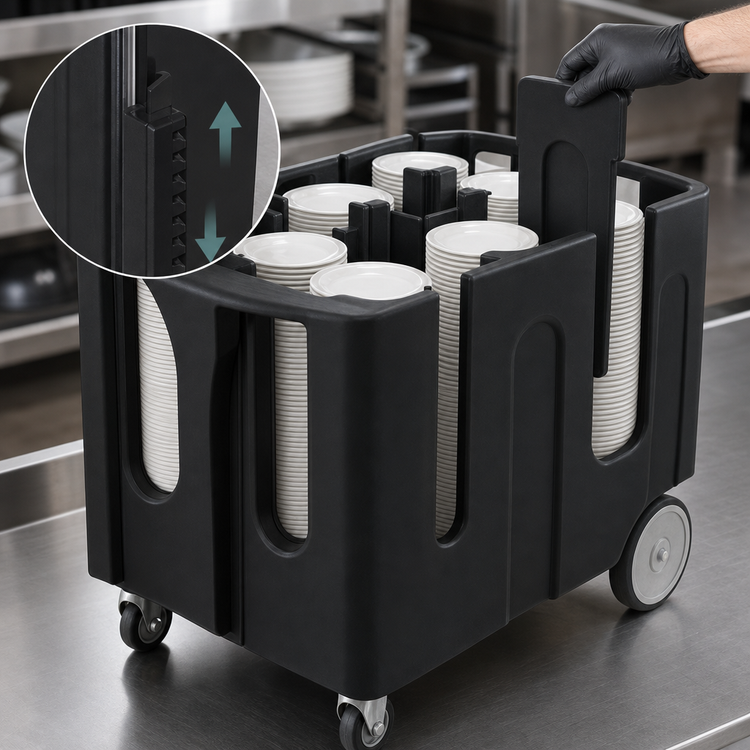 Product image #4 for Optimizer Adjustable Dish Dolly with 6 Dividers, Black